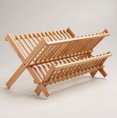 الصفحة الرئيسية رف تجفيف الأطباق الخشبي القابل للطي