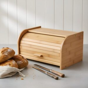 صندوق الخبز المصنوع من الخيزران الطبيعي
