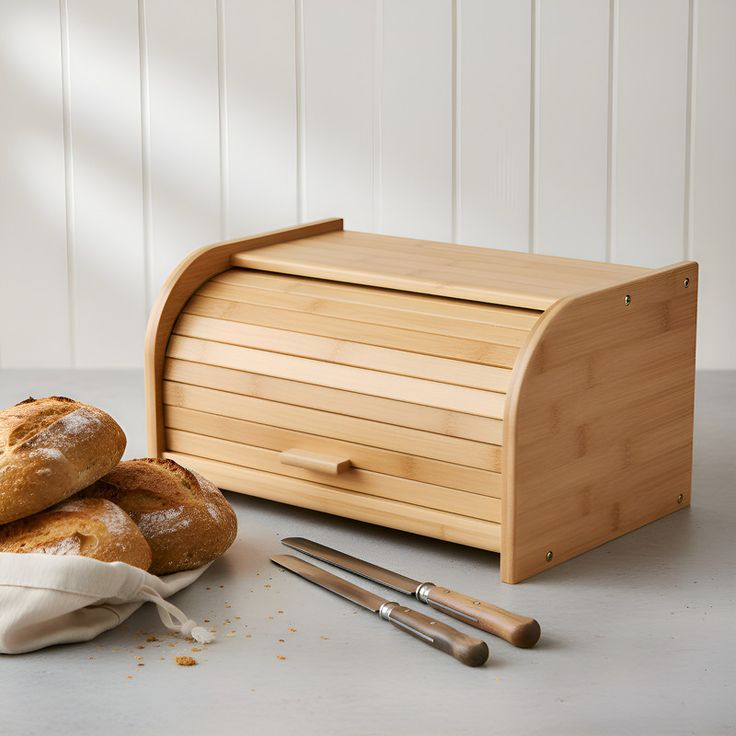 صندوق الخبز المصنوع من الخيزران الطبيعي